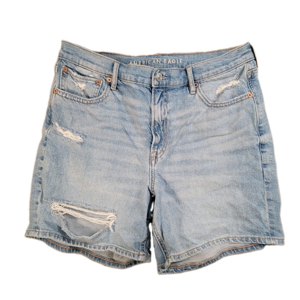 American Eagle Womens 8 Strigid Relaxed Short Denim Jean Distressed Light Wash